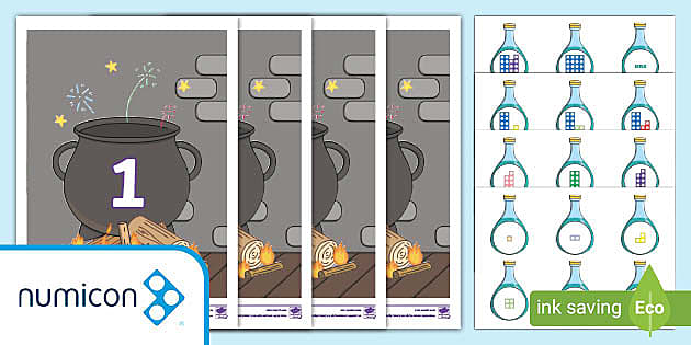 Halloween Cauldron Numicon Shape Matching Activity Twinkl